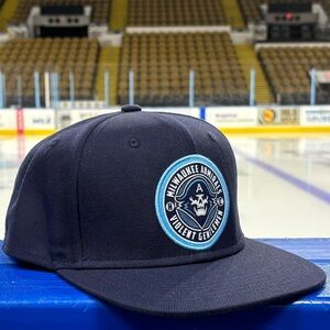Milwaukee Admirals Navy Patch Snapback Hat